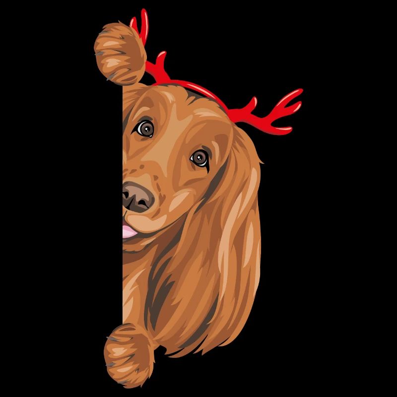 Chien Peeking Cocker Spaniel avec des cornes de Noël