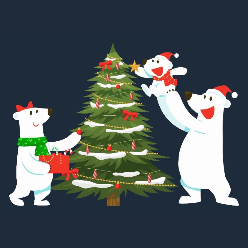Festive Polar Bears with Christmas Tree