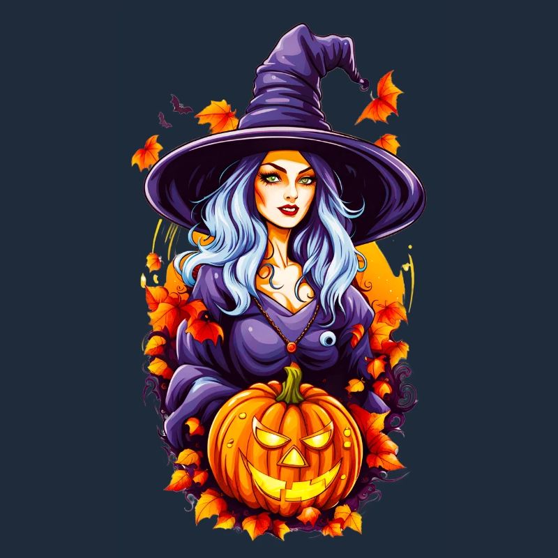 Halloween Hexe mit Kürbiskopf