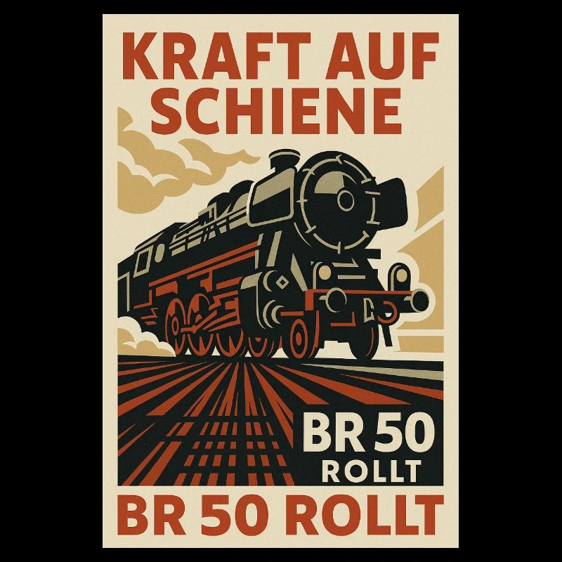 BR 50 Dampflok Kraft auf Schiene Rollt