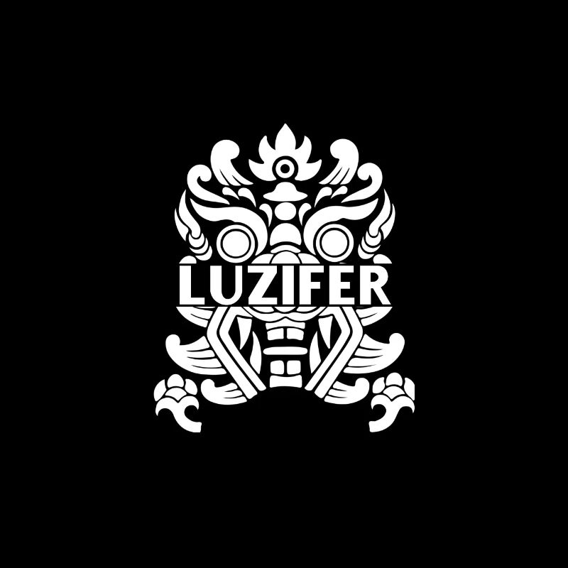 Ornament-Emblem mit Schrift Luzifer
