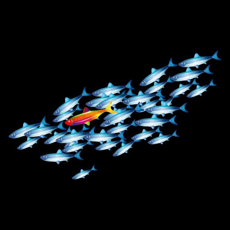 le poisson coloré dans l’essaim de poisson