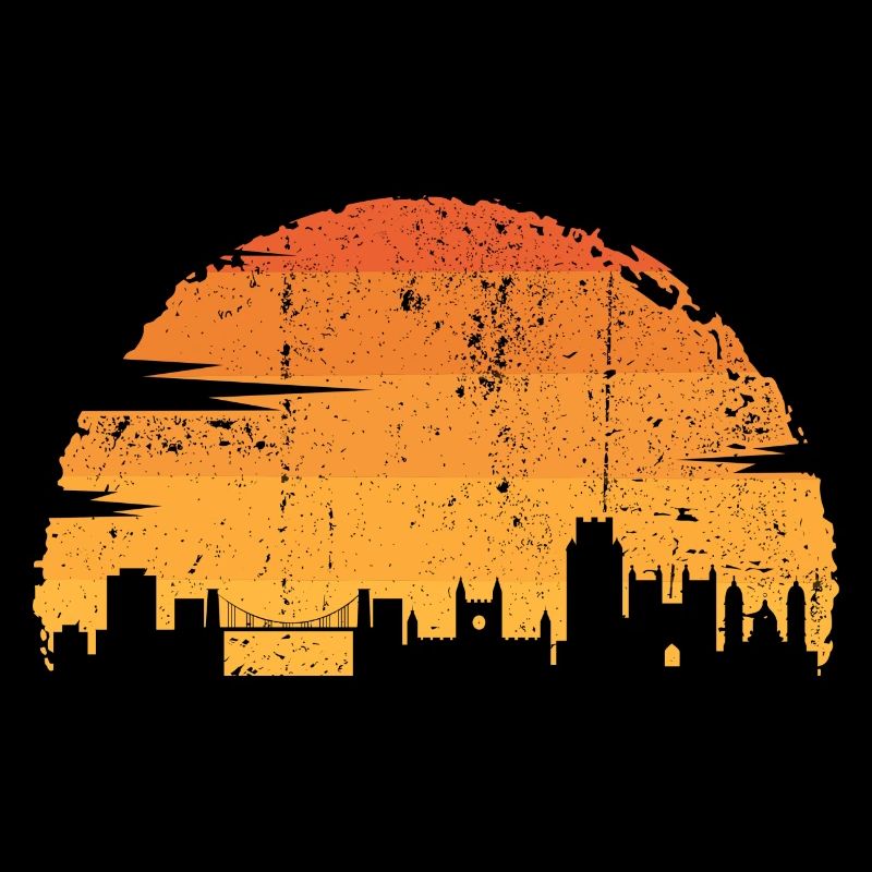 Sunset City Skyline Silhouette