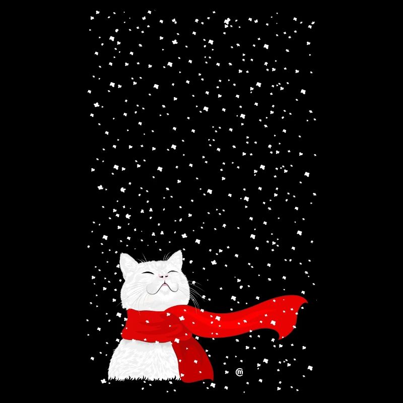 Weiße Katze im Schneesturm