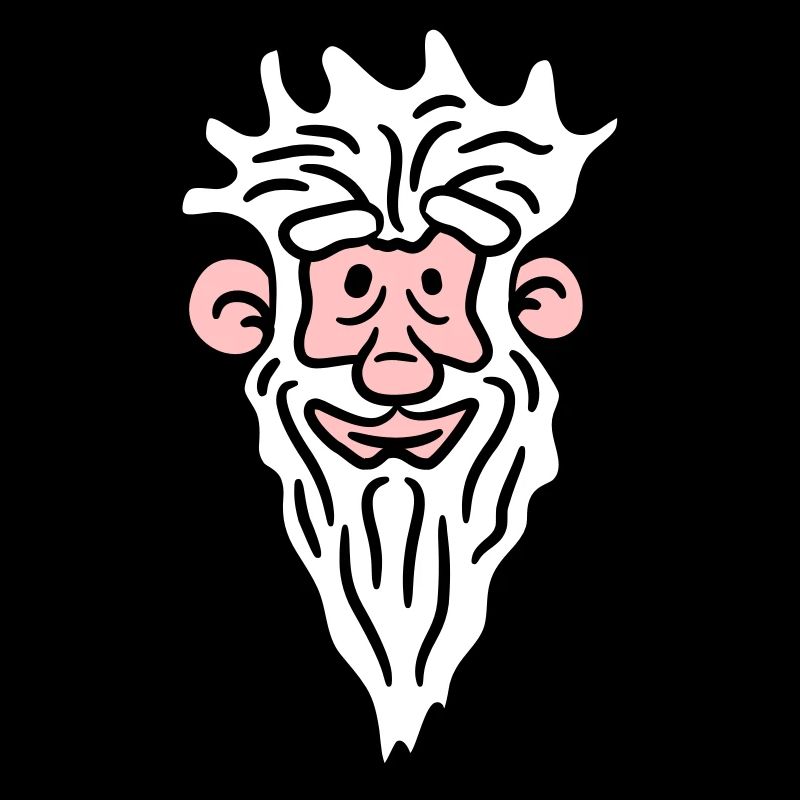 Lustiges Opa Gesicht Comic Stil langer grauer Bart