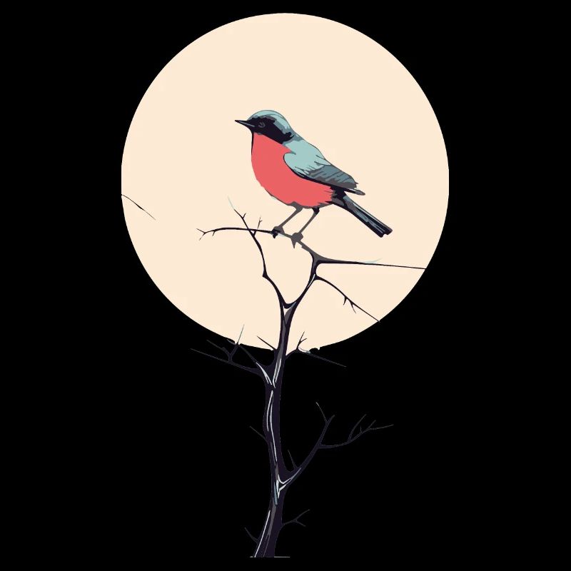 Vogel auf Ast | Kunst Minimalistisch