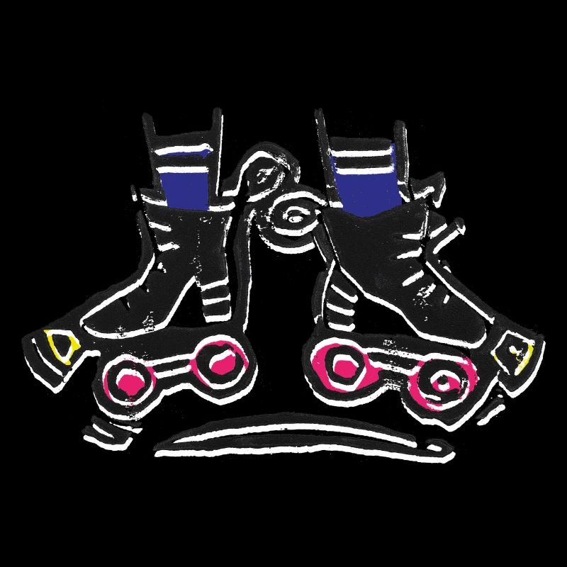 Roller Skates Crabwalk Roller Skates Multicolored Linocut