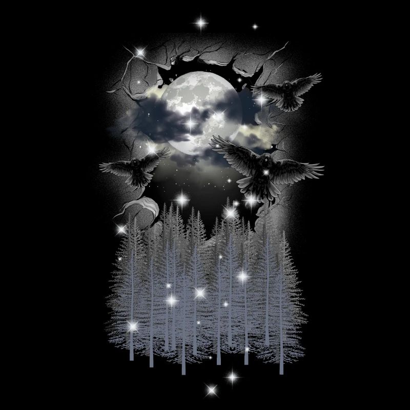 mystical nature forest crows crow halloween birds