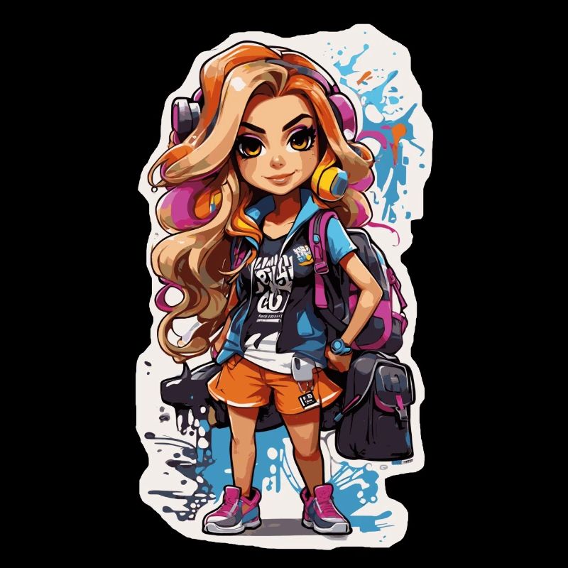 Mädchen Schoolgirl bunt mit Graffiti