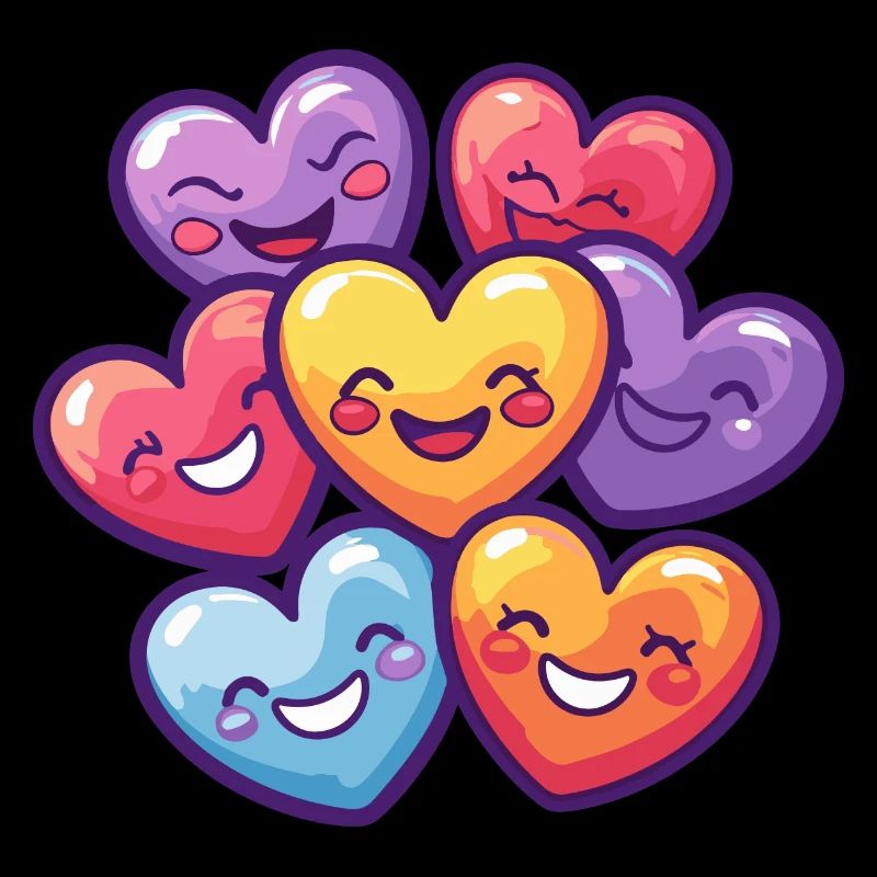 Coeurs heureux amour coloré