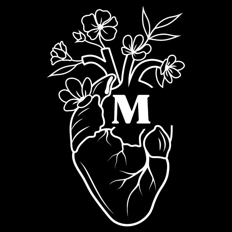Buchstabe M Herz Weiß Blumen Anatomie