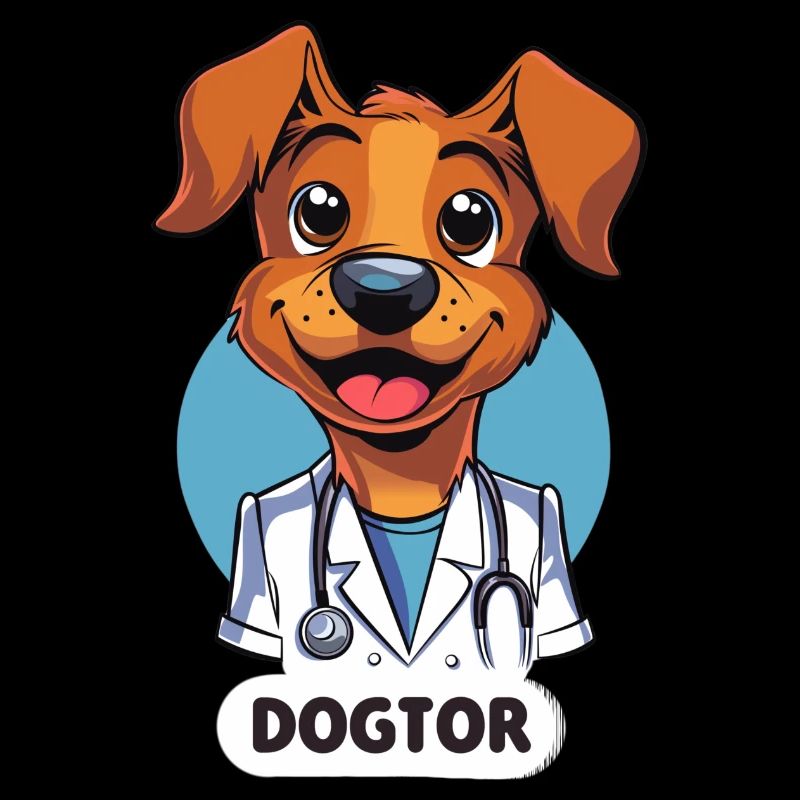 Adorable chiot docteur dans le style dessin animé