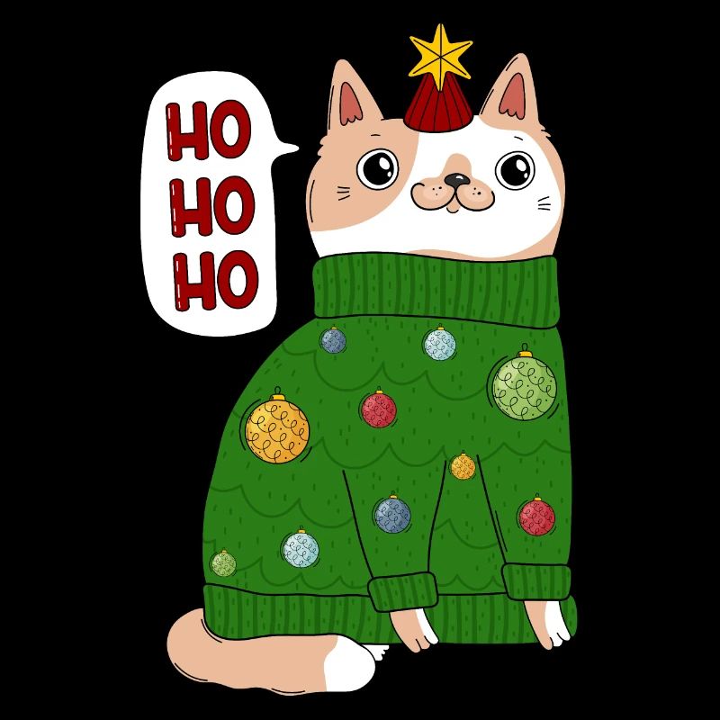 Katze im Weihnachtspullover