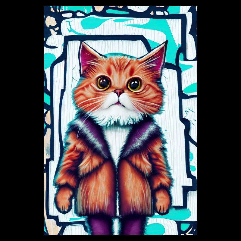 Chat mignon en manteau de fourrure | Pop Art Graffiti