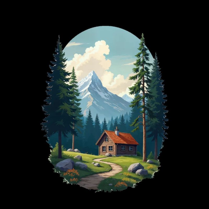 Cabane pixélisée dans les bois
