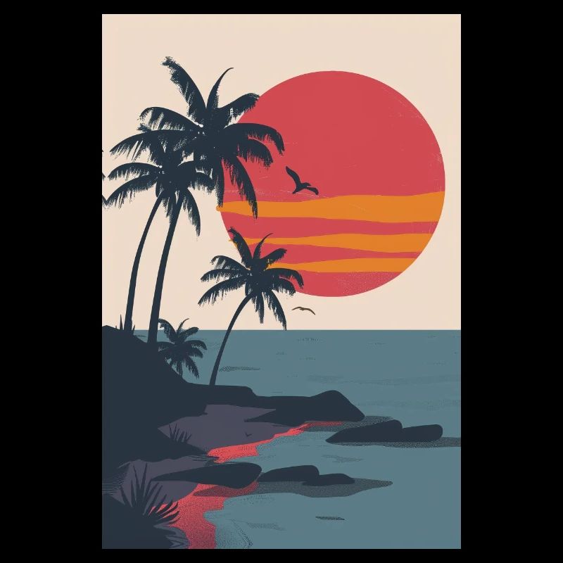 Plage au coucher du soleil | IA