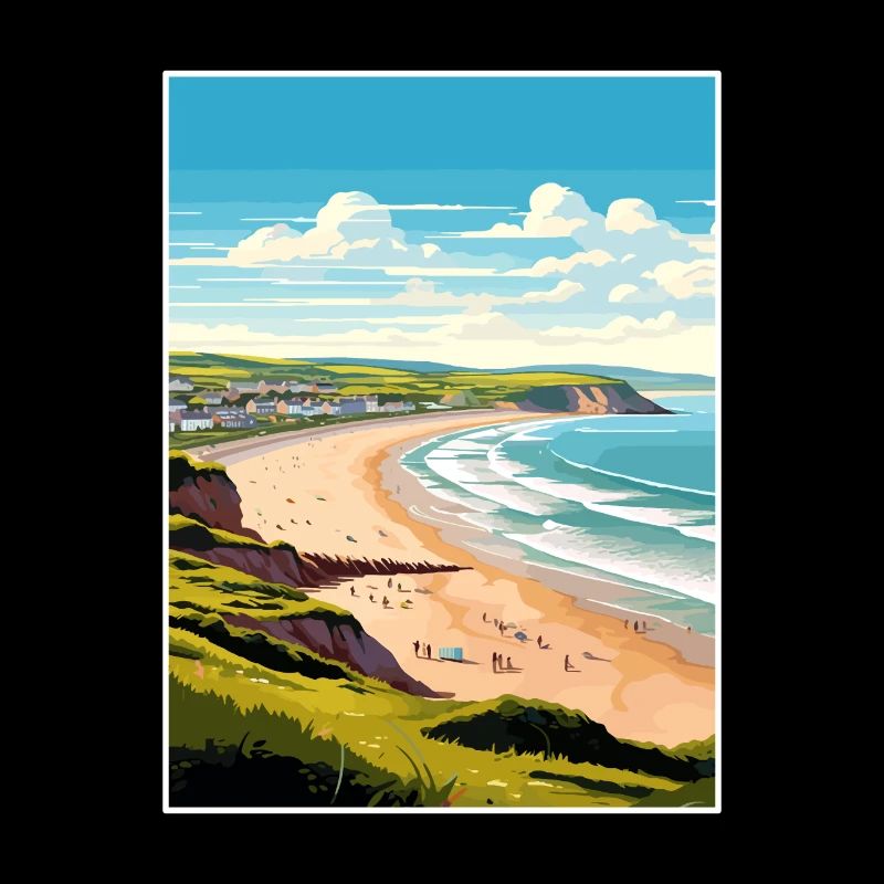 Woolacombe Devon Vintage voyage affiche Souvenir
