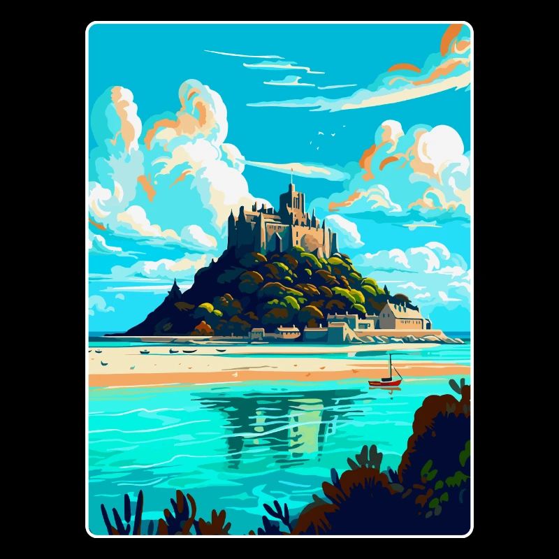 St Michaels Mount Angleterre Royaume-Uni Affiche de voyage WPA