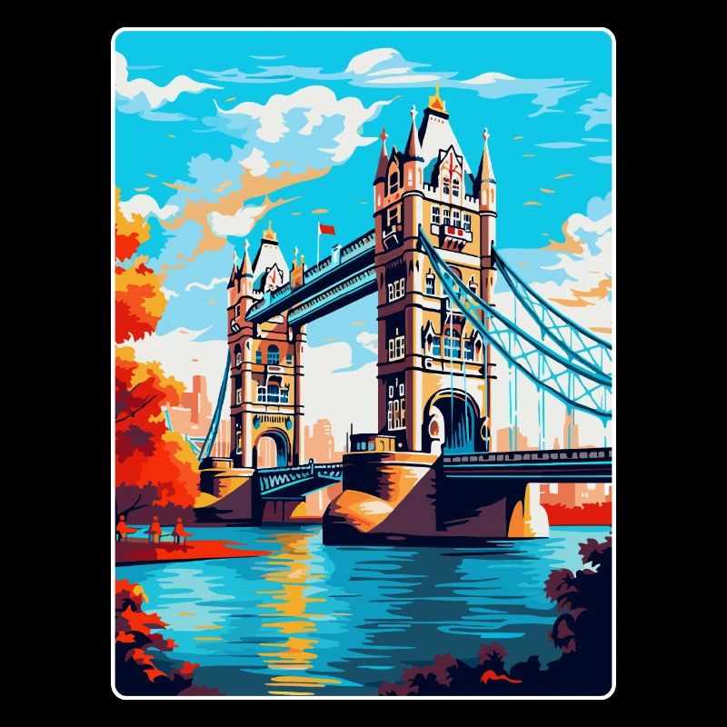 Tower Bridge Angleterre Royaume-Uni Affiche de voyage Souvenir WPA
