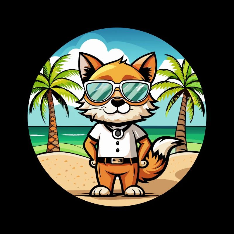Javanese Cat Breed Cartoon Sunglasses Beach