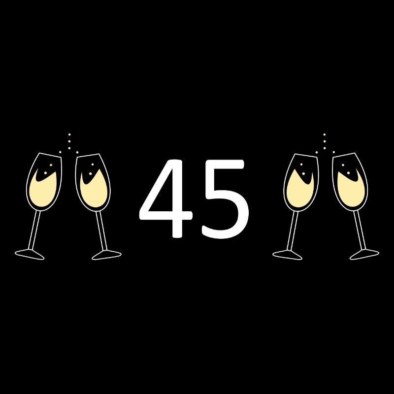 45th Birthday 45th Anniversary 45 Number 45 white