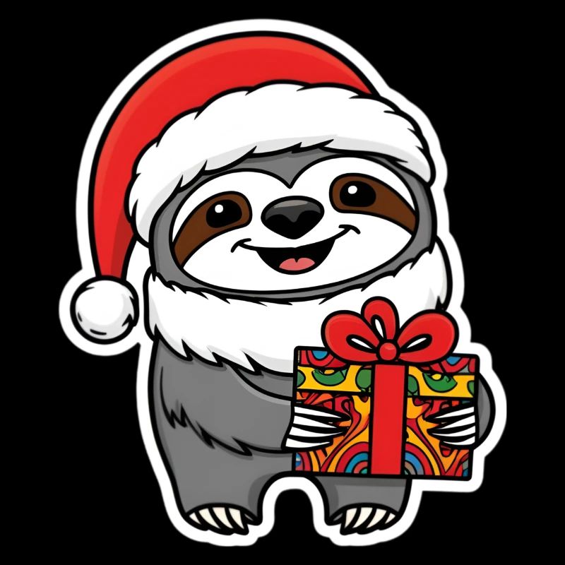 Faultier Weihnachtsmann Weihnachten Süß Comic Stil