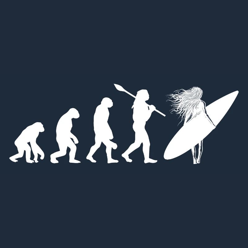 Surfing Evolution Female Surfer Silhouette Art