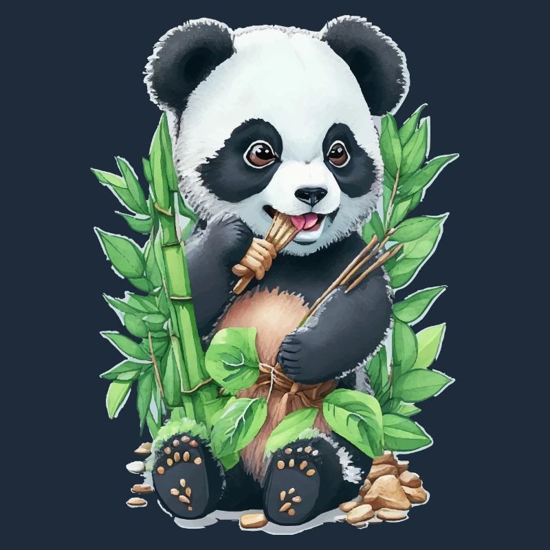 Panda bear eats bamboo