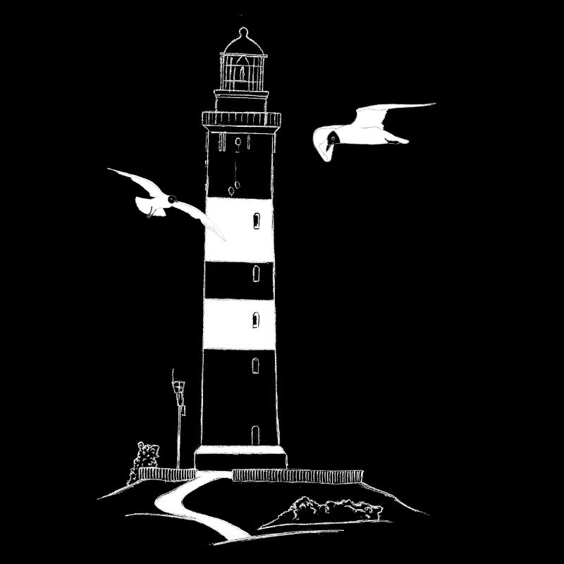 Leuchtturm von Amrum mit Möwen