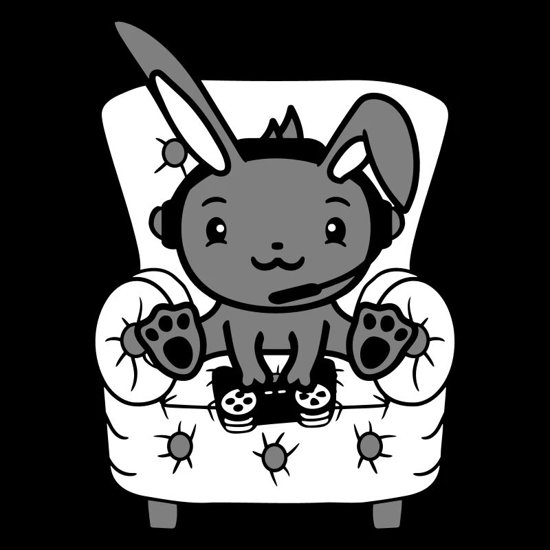 Bunny Playing Controller Console Headset Gamer Nerd