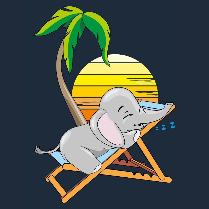 Bébé éléphant endormi sous le palmier