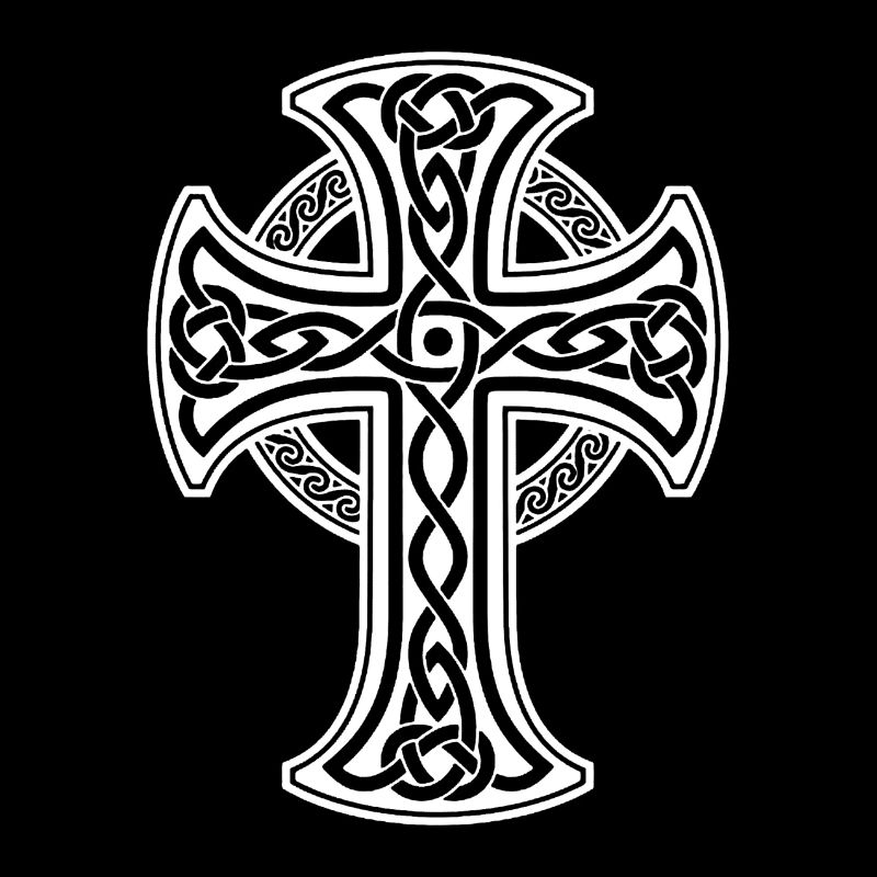 White Celtic cross with circular braid