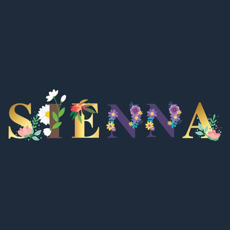 SIENNA Name Art avec fleurs brodées