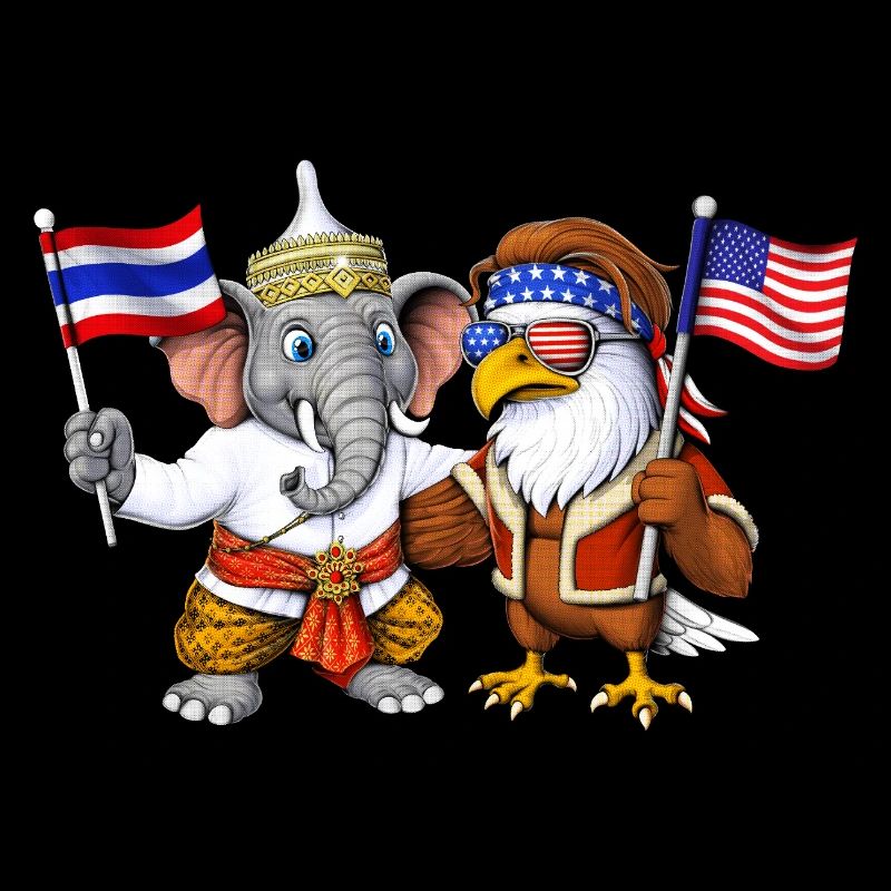Thailand Elephan American Bald Eagle