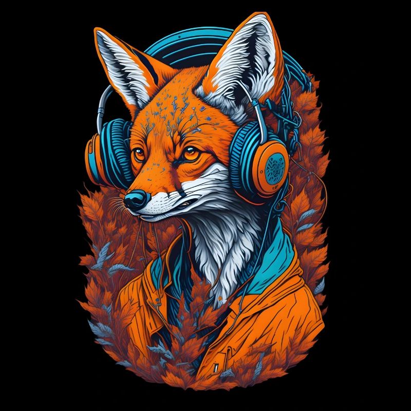 Fox with headphones Foxes Lovers Animals
