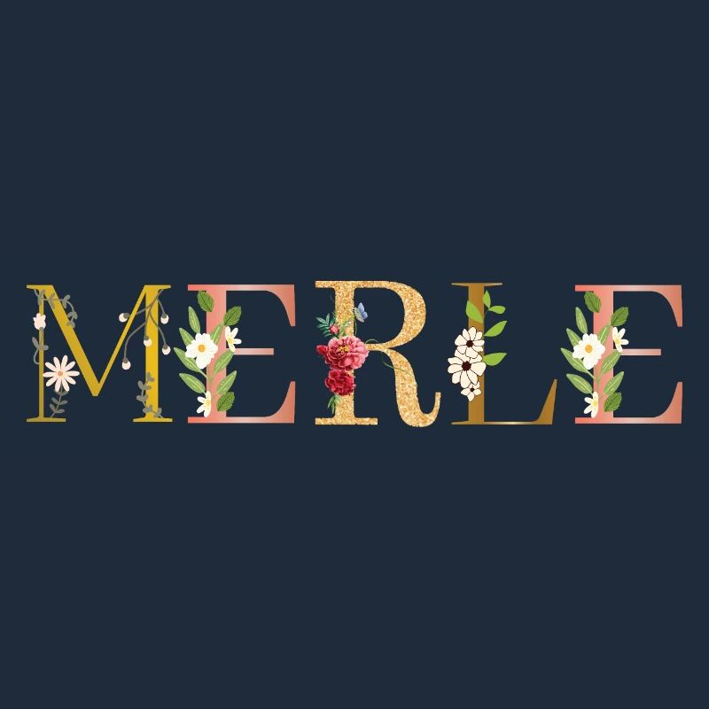 MERLE nom orné de fleurs