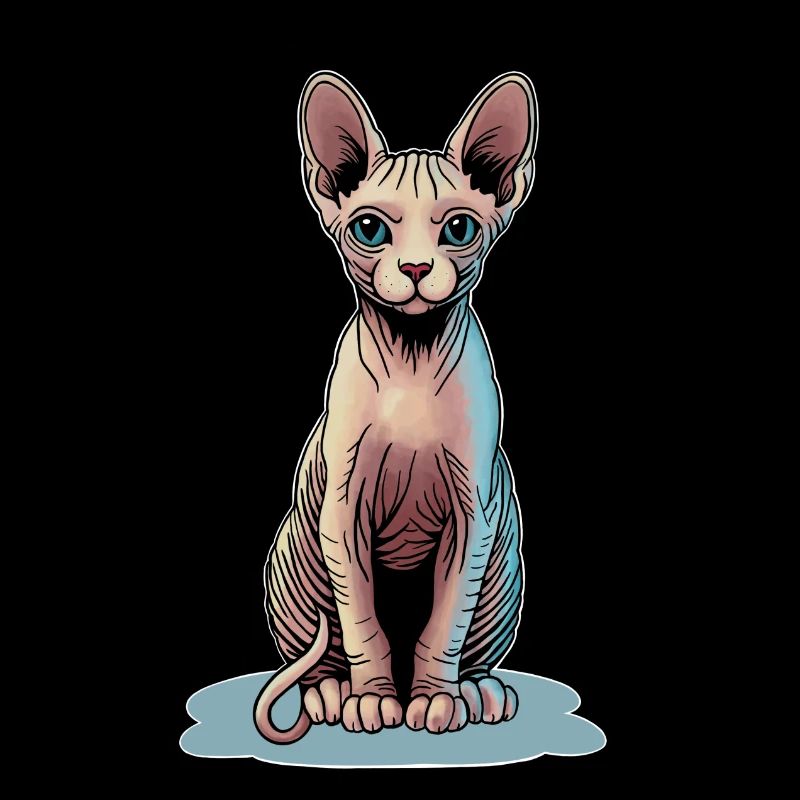 Illustration d’un chat sphynx aux couleurs vives