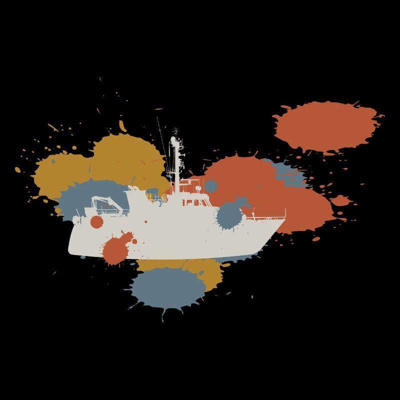 Boot Schiff Motorboot Farbklecks