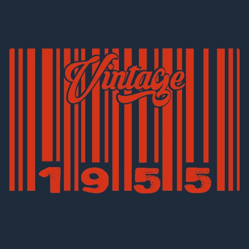 Vintage 1955 Born In 1955 70 Years Bar Code Anniversai