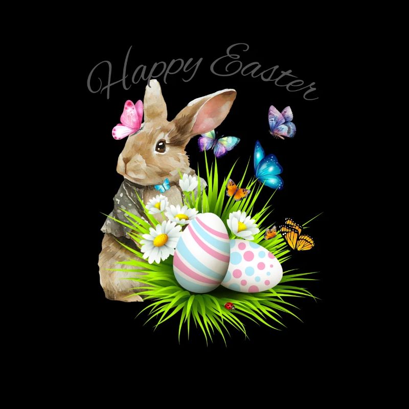 Easter basket with Easter bunny and butterflies