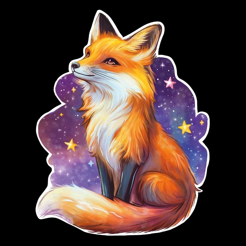 Renard et ciel étoilé