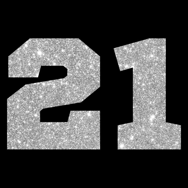 Number 21 Silver Glitter - 21st Anniversary