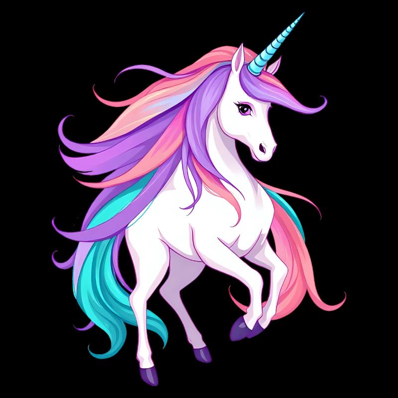 Strahlendes lila Einhorn Fantasy Illustration
