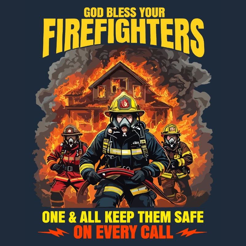 God Bless Firefighters Heroic Design