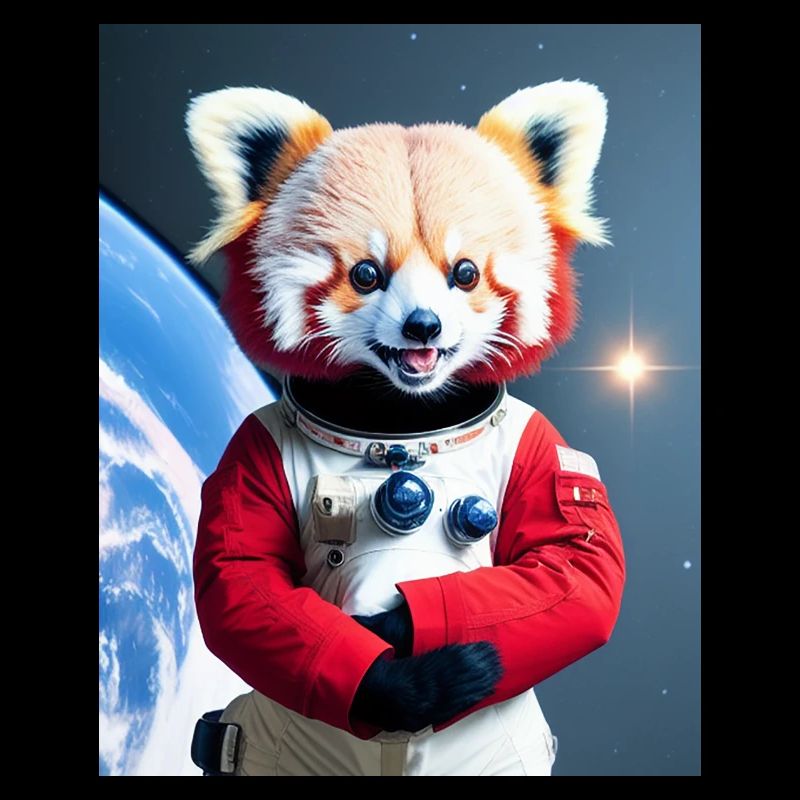 Happy Red Panda Austronaut