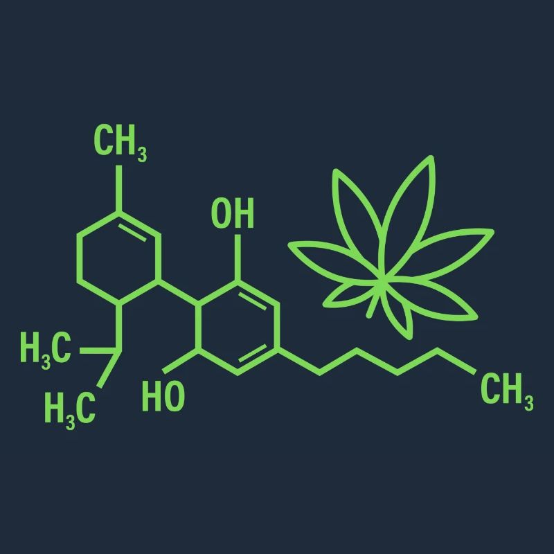 THC Formula with Cannabis Leaf