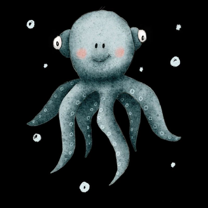 Calmar pieuvre, créatures marines mignonnes