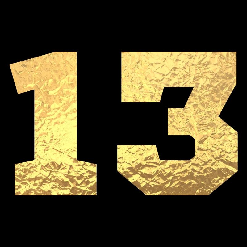 Number 13 Gold Glitter - 13th Anniversary