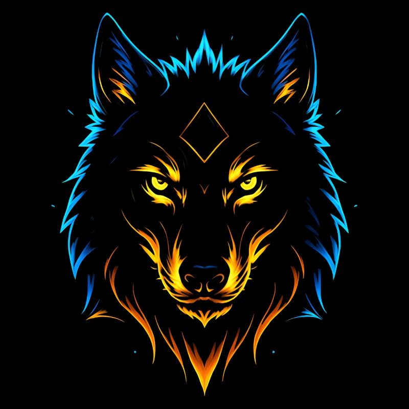 Neon Flame Wolf with Mystic Diamond