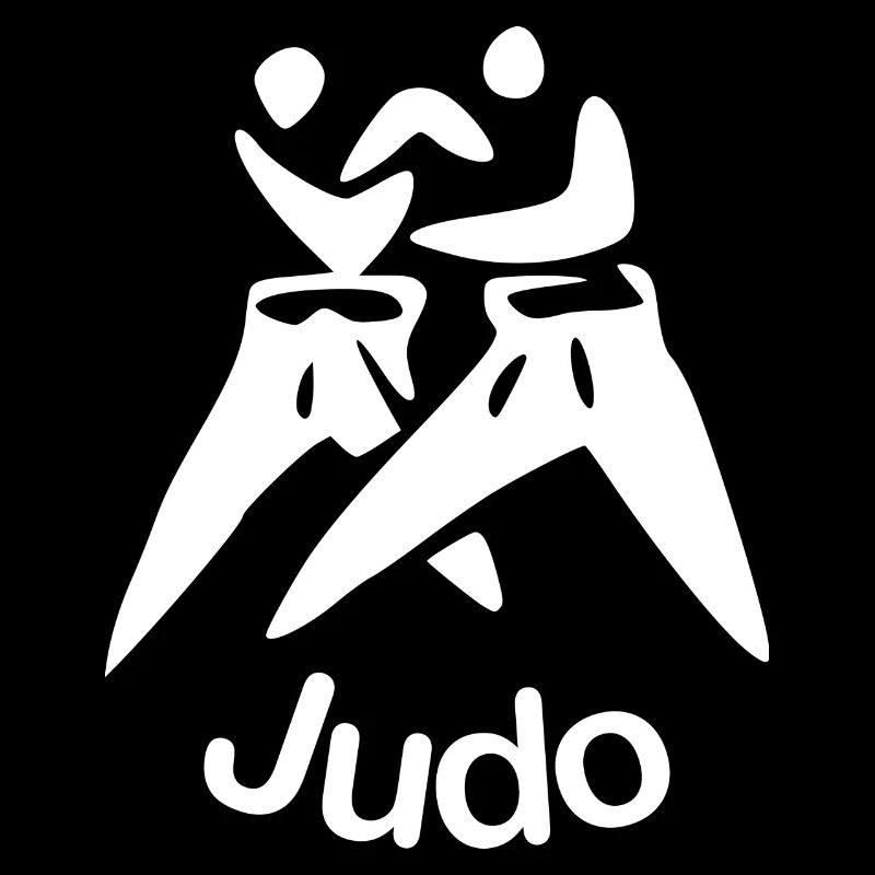 Judo dessin écriture ci-dessous blanc